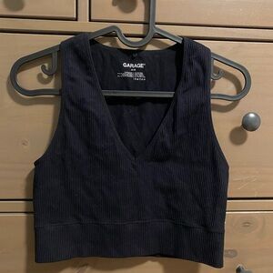 Garage Black Ribbed Women's Top